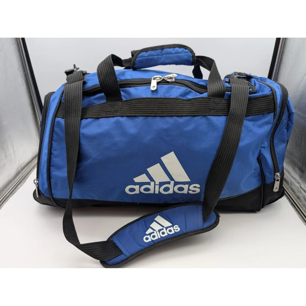 Adidas Fresh Pak Duffel Bag Blue Black Sports Gym Travel Luggage Medium